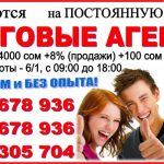 Требуются торговые агенты г. Бишкек