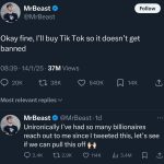 Популярный американский блогер MrBeast предложил выкупить часть TikTok